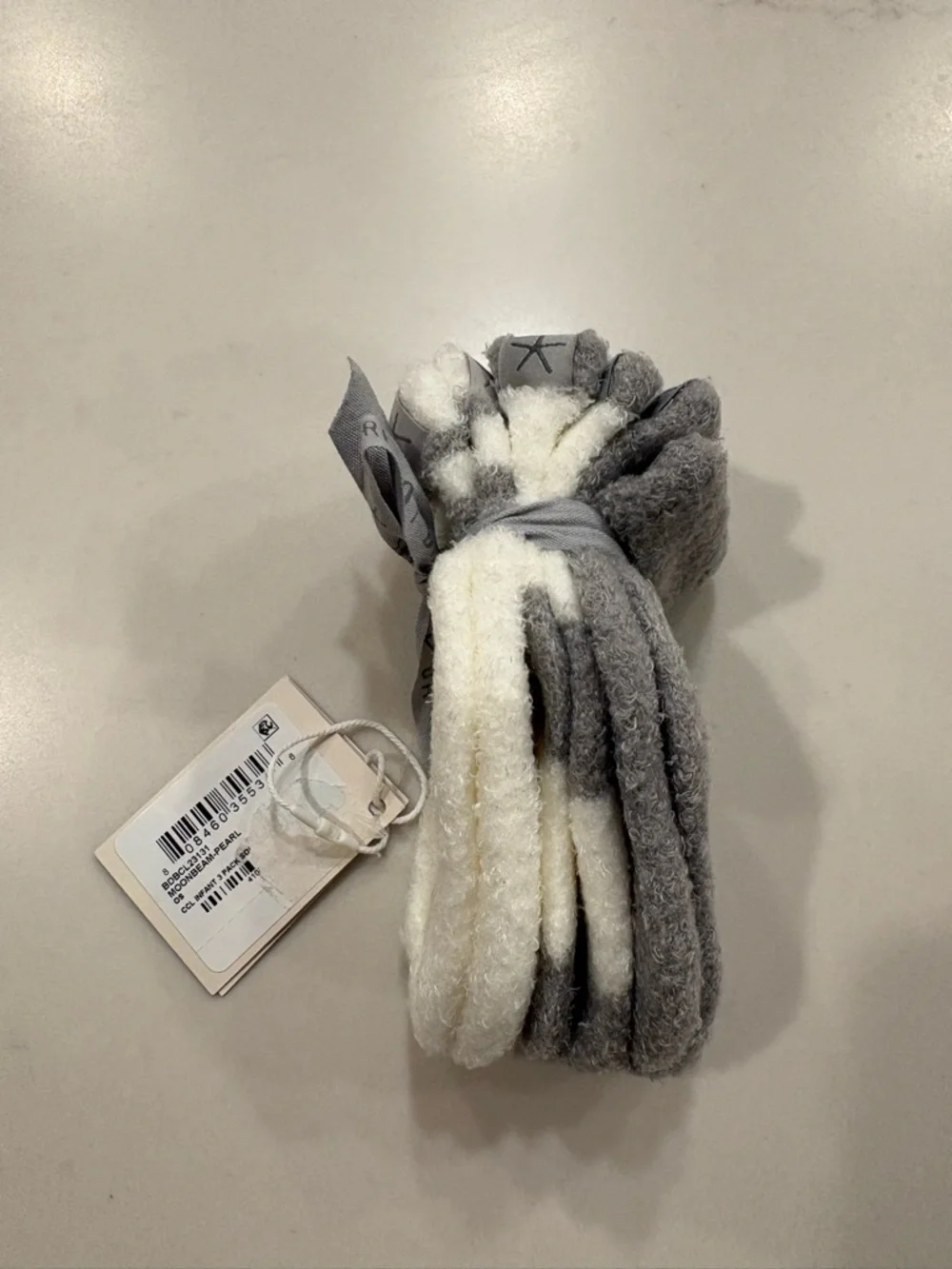 NWT Barefoot Dreams Infant 0-6M 3-Pack Cozy Chic Lite Socks - Cream and Gray